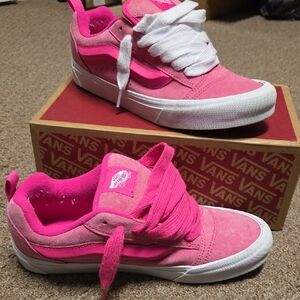 Vans Knu Skool Hot Pink & White Low-Top Skate Shoes